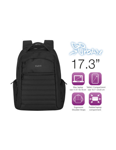 EWENT Mochila para Portátil 17.3" preta