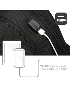 EWENT Mochila para Portátil 15.6" preta, com Porta USB 2