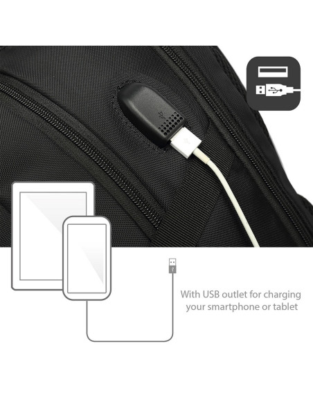 EWENT Mochila para Portátil 15.6" preta, com Porta USB