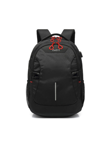 EWENT Mochila para Portátil 15.6" preta, com Porta USB