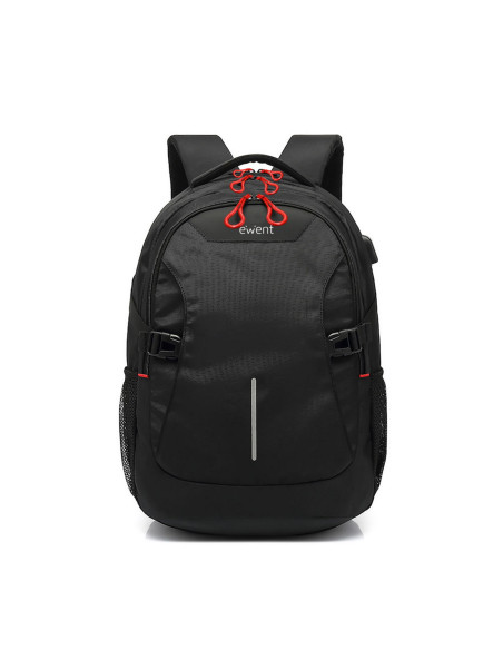 EWENT Mochila para Portátil 15.6" preta, com Porta USB