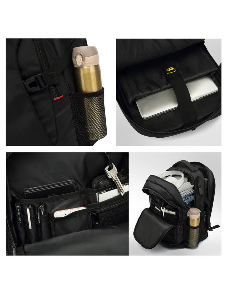 EWENT Mochila para Portátil 15.6" preta, com Porta USB