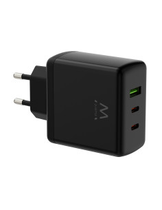 EWENT USB GAN AC charger 65W, 2xUSB-C 65W PD3.0 + 1xUSB-A QC3.0 x4prot