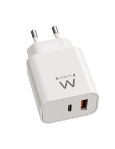 EWENT Carregador USB C e USB A GAN AC 20W, 1xUSB-C 20W PD3.0 + 1xUSB-A