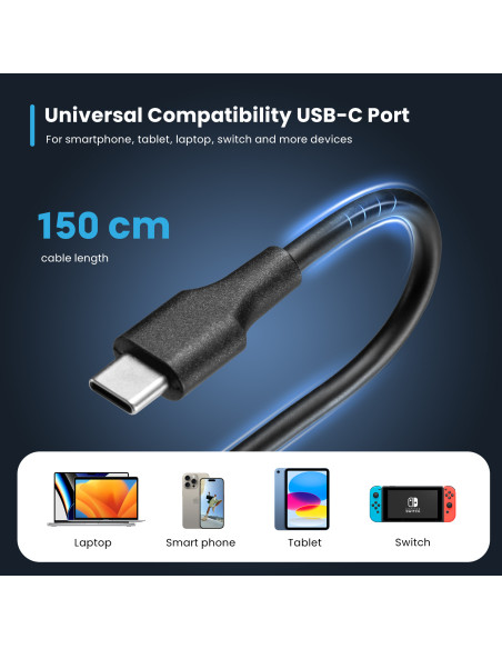 EWENT Carregador USB C 65W para computador portátil com perfis aliment