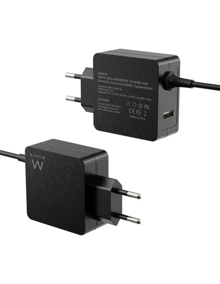 EWENT Carregador USB C 45W e 1 Porta USB-A com PD