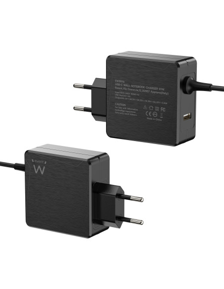 EWENT Carregador USB C 65W e 1 Porta USB-A com PD