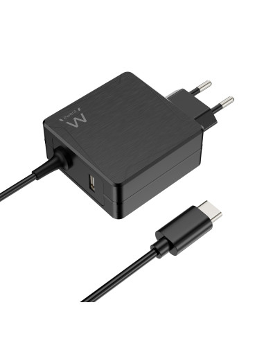 EWENT Carregador USB C 65W e 1 Porta USB-A com PD