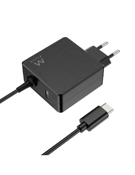 EWENT Carregador USB C 65W e 1 Porta USB-A com PD