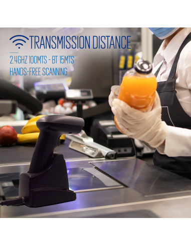 EWENT Leitor Códigos de Barra Wireless e Bluetooth, 2D Barcode Scanner