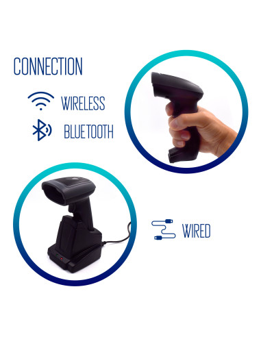 EWENT Leitor Códigos de Barra Wireless e Bluetooth, 2D Barcode Scanner