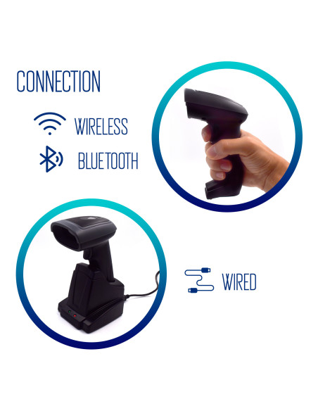 EWENT Leitor Códigos de Barra Wireless e Bluetooth, 2D Barcode Scanner