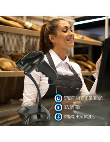EWENT Leitor Código de Barras Wireless 1D & 2D Laser