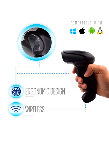 EWENT Leitor Código de Barras Wireless 1D & 2D Laser