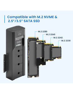 EWENT Dual Bay USB 3.2 Gen 2 HDD/NVMe M2 SSD clone & convesor para 2.5 2