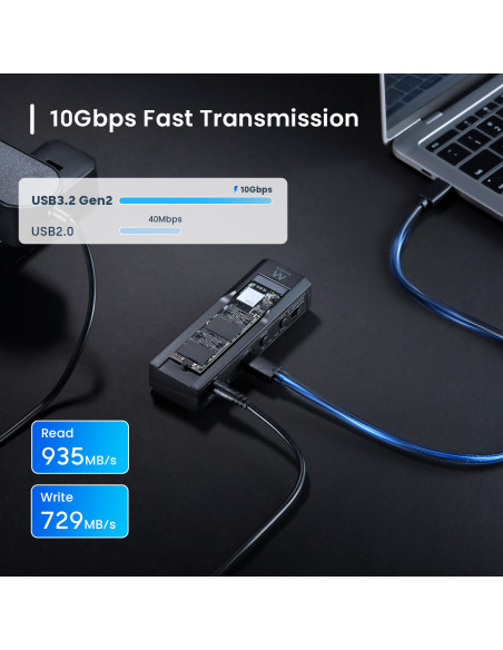 EWENT Dual Bay USB 3.2 Gen 2 HDD/NVMe M2 SSD clone & convesor para 2.5