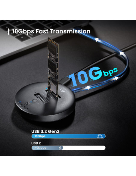 EWENT Docking Station USB 3.2 Gen2 Dual Bay SSD NVMe SSD, função de cl