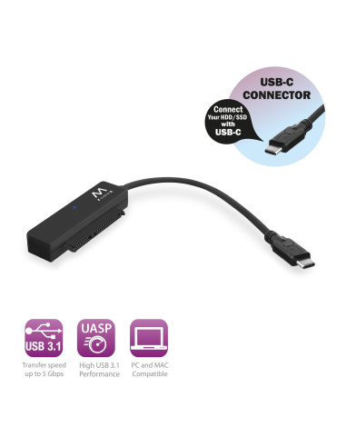 EWENT Cabo Adaptador USB C 3.2 Gen1 para SATA de 2.5" para SSD/HDD