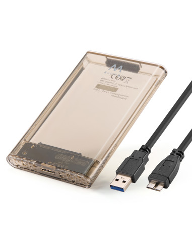 EWENT Caixa Externa USB 3.2 Gen1 USB-A 2.5" SATA Screwless Trasparente