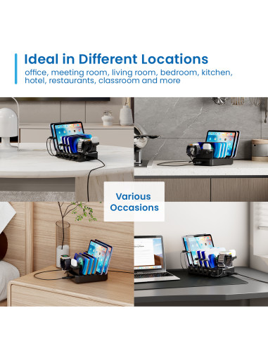 EWENT Estação de Carregamento 6 portas USB, 130W para Portáteis, Table