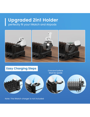 EWENT Estação de Carregamento 6 portas USB, 130W para Portáteis, Table
