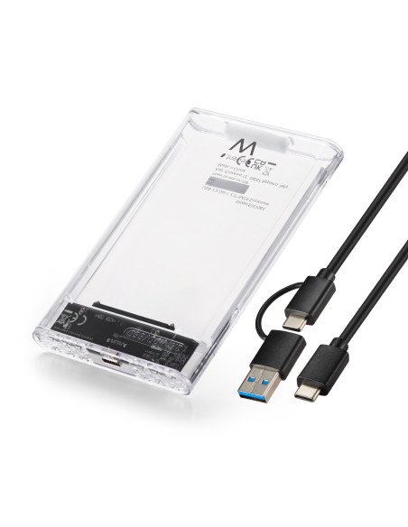 EWENT Caixa Externa USB 3.2 Gen1 USB-C 2.5" SATA Screwless Transparent