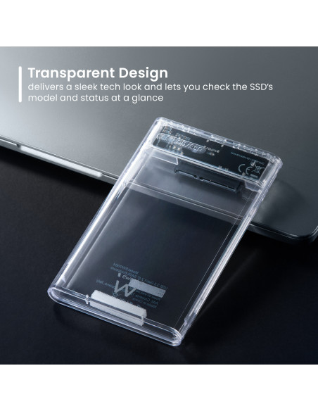 EWENT Caixa Externa USB 3.2 Gen1 USB-C 2.5" SATA Screwless Transparent