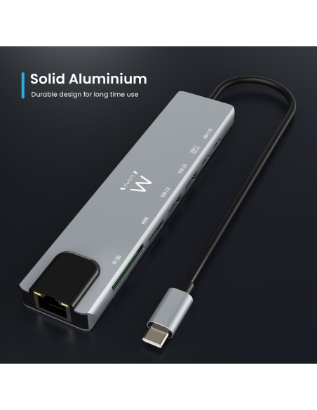 EWENT Dock Multiporta USB-C 8 em 1 USB 3.2 Gen 1 USB-C, HDMI 4K, PD 87