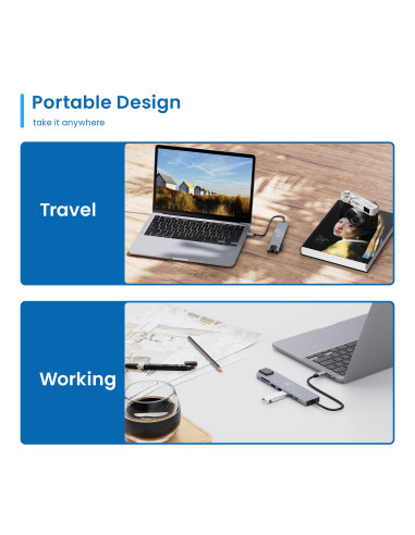 EWENT Dock Multiporta USB-C 8 em 1 USB 3.2 Gen 1 USB-C, HDMI 4K, PD 87