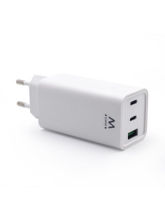 EWENT Carregador 2 x USB C e 1 x USB A, PD, QC3.0 (65W), branco
