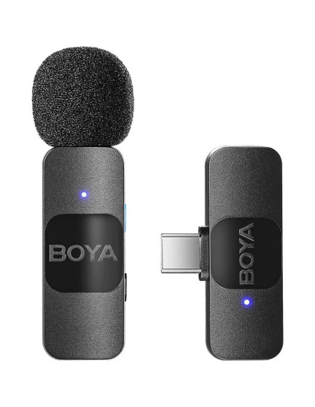 Microfone de Lapela BOYA BY-V10 (1 TX + 1 RX) Ultracompact 2.4GHz Wireless USB-C Preto