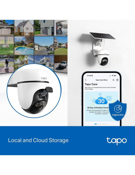 Câmara de Segurança TP-Link Tapo TC90 KIT 2K 3MP Pan/Tilt Outdoor IP65 Security Wi-Fi com Bateria + Painel Solar Tapo A201